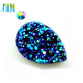 Metallic blue teardrop no hole ab rhinestone pave resin beads